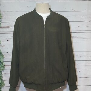 Vintage Y2K Old Navy Army Green Wool Bomber Varsity Jacket Windbreaker XXL Tall‎